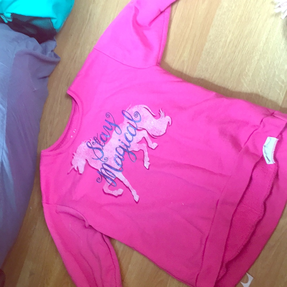 A pink unicorn sweater